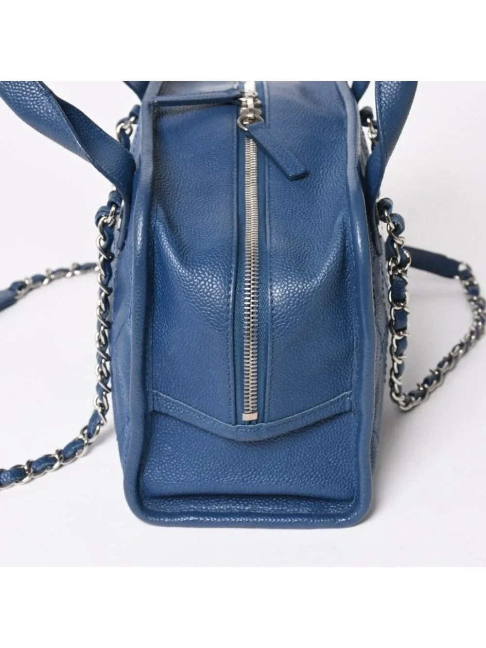 Chanel Deauville Line Chain Shoulder Bag CC Logo Caviar Leather Blue